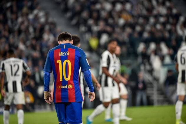 Lionel Messi of Barcelona looking dejected during the UEFA Champions League quarter final match between Juventus and Barcelona at the Juventus Stadium, Turin, Italy on 11 April 2017. Copyright: xGiuseppexMaffiax 14920135