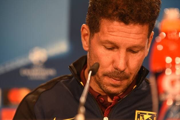 Atlético de Madrid s coach Diego Simeone attends a press conference PK Pressekonferenz ahead of UEFA Champions League quarter-final first leg match against Leicester City at Vicente Calderón stadium on April 12, 2017 in Madrid, Spain.  JorgexSanz PacificxPress