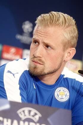 Leicester City FC s Kasper Schmeichel in press conference PK Pressekonferenz before training session. April 11, 2017.  (20170411123)