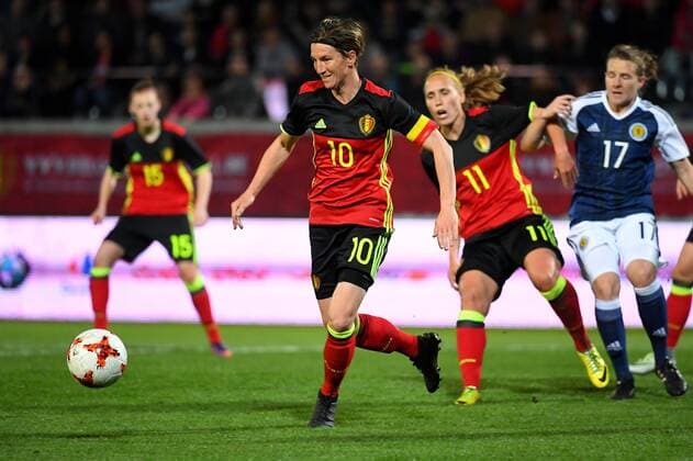 LEUVEN, BELGIUM - APRIL 11 : Zeler Aline of Belgium during the Women s International Friendly Länderspiel Match between Belgian Red Flames and Scotland on April 11, 2017 in Leuven, Belgium, 11 04 2017 FOOTBALL FEMININ : Belgique vs Ecosse - Match amical - Louvain - 11 04 2017 Photonews Panoramic  700024xxx