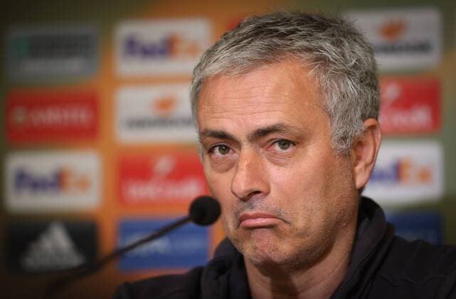 Bilder des Tages - SPORT Manchester s head coach Jose Mourinho pictured during a press conference PK Pressekonferenz of UK team Manchester United ManU in Anderlecht, Wednesday 12 April 2017. Tomorrow Belgian soccer team RSC Anderlecht is playing against Manchester United in the Europa League competition. VIRGINIExLEFOUR  x05080717x