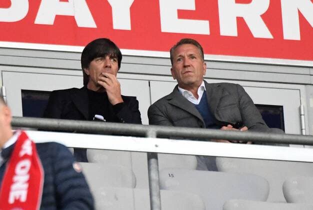 12.04.2017, xjhx, Fussball UEFA Champions League, FC Bayern Muenchen - Real Madrid, emspor, v.l. Trainer Joachim JOGI Loew (Deutsche Fussball Nationalmannschaft DFB), Torwart Trainer Andreas Koepke (Deutsche Fussball Nationalmannschaft DFB) Muenchen