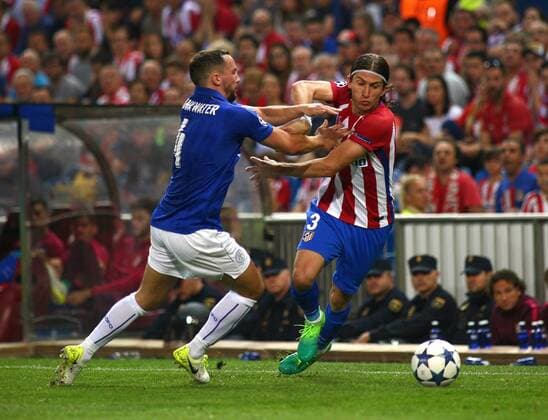 Madrid, Spain. April 12, 2017: Felipe Luis defender from Club Atletico de Madrid, during the UEFA Champions League Quarter-finals , 1st leg agains Leicester City FC at the Vicente Calderon stadium. (Photo: Ivan Abanades Medina).  xIvanxAbanadesxMedinax xAtleticoxdexMadridx-xLeicesterxCityxFCx(UEFAxChampionsxLeague).x