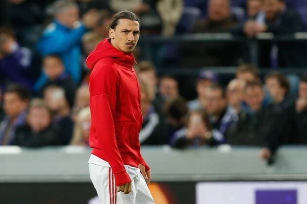 Manchester s Zlatan Ibrahimovic pictured before a soccer game between Belgian team RSC Anderlecht and English club Manchester United ManU F.C. in Brussels, Thursday 13 April 2017, the first leg of the quarter finals of the Europa League competition. BRUNOxFAHY  x05081059x