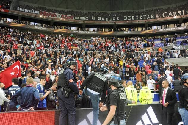 ILLUSTRATION - SUPPORTERS - INCIDENTS - SECURITE - POLICE FOOTBALL : Lyon vs Besiktas - Europa League - 13 04 2017 FEP Panoramic 