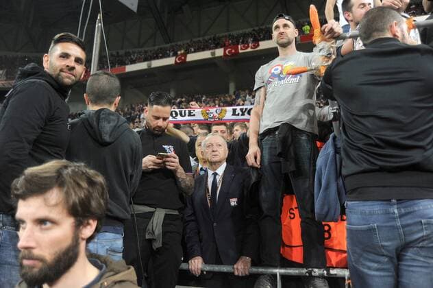 JEAN MICHEL AULAS (PRESIDENT LYON) - SUPPORTERS - INCIDENTS FOOTBALL : Lyon vs Besiktas - Europa League - 13 04 2017 FEP Panoramic 