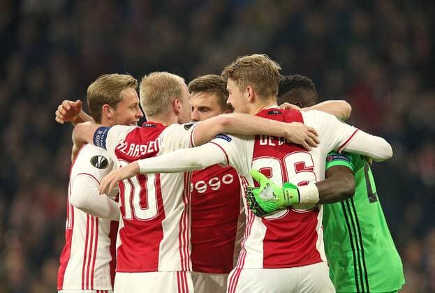 13.04.2017, Fussball UEFA Europa League 2016 2017, Viertelfinale, Ajax Amsterdam - FC Schalke 04, in der Amsterdam Arena. Schlussjubel Ajax 