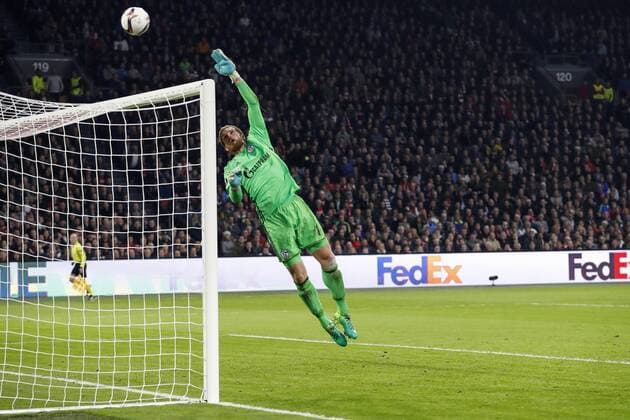 goalkeeper Ralf Fahrmann of FC Schalke 04during the UEFA Europa League quarter final match between Ajax Amsterdam and FC Schalke 04 at the Amsterdam Arena on April 13, 2017 in Amsterdam, The Netherlands Ajax v FC Schalke 04 UEFA Europa League 2016 2017 xVIxxIVx 7563630