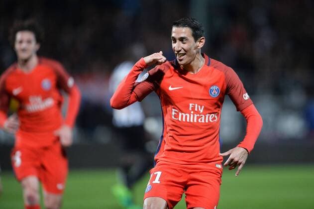 Fußball, Angers SCO - Paris St. Germain 11 ANGEL DI MARIA (psg) - JOIE FOOTBALL : Angers vs Paris SG - Ligue 1 - 14 04 2017 AnthonyBIBARD FEP Panoramic 