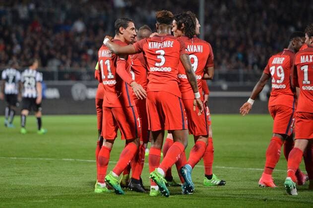 Fußball, Angers SCO - Paris St. Germain 11 ANGEL DI MARIA (psg) - JOIE FOOTBALL : Angers vs Paris SG - Ligue 1 - 14 04 2017 AnthonyBIBARD FEP Panoramic 