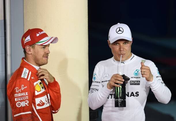 Sebastian Vettel, Valtteri Bottas, Grosser Preis von Bahrain 2017, Motorsport, Formel 1, 15.04.2017, Sachir Copyright: xAndre Eibner-Pressefotox EP_JAE