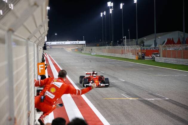 Motorsports: FIA Formula One World Championship WM Weltmeisterschaft 2017, Grand Prix of Bahrain, 5 Sebastian Vettel (GER, Scuderia Ferrari) Finish Sakhir Bahrain xHOCHxZWEIx