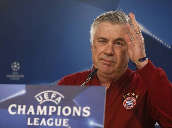 Bayern Munich s Italian head coach Carlo Ancelotti during a press conference PK Pressekonferenz held at Santiago Bernabeu stadium in Madrid, Spain, 17 April 2017. Real Madrid will face Bayern Munich in a Champions League quarter finals second leg soccer match on 18 April. BAYERN MUNICH S PRESS CONFERENCE !ACHTUNG: NUR REDAKTIONELLE NUTZUNG!  Copyright: xKikoxHuescax 20170417-636280529375550330