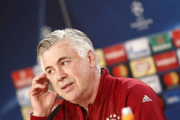 FC Bayern Munchen s coach Carlo Ancelotti in press conference PK Pressekonferenz before training session. April 17,2017.  (20170417170)