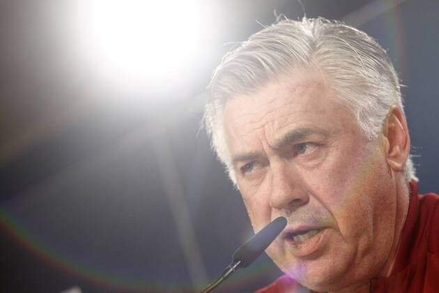 FC Bayern Munchen s coach Carlo Ancelotti in press conference PK Pressekonferenz before training session. April 17,2017.  (20170417176)