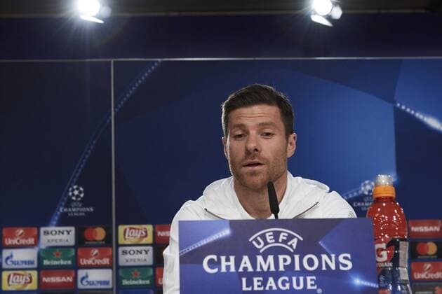 April 17, 2017 - Madrid, Madrid, Spain - Xabi Alonso (midfielder; Bayern Munchen) during a press conference PK Pressekonferenz held at Santiago Bernabeu stadium in Madrid, Spain, 17 April 2017. Real Madrid will face Bayern Munich in a Champions League quarter finals second leg soccer match on 18 April. Bayern Munchen press conference Madrid  - ZUMAg15_ 20170417_zaf_g15_011 Copyright: xJackxAbuinx