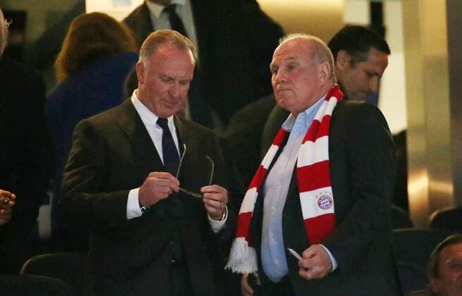 Vorstandsvorsitzender Karl-Heinz Rummenigge (FC Bayern Muenchen) Uli Hoeness (Praesident FC Bayern Muenchen), Real Madrid vs. FC Bayern Muenchen, Viertelfinale, UEFA Champions League, Fussball, 18.04.2017, Madrid Copyright: xLanger Eibner-Pressefotox EP_HLR