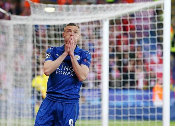 Leicester s Jamie Vardy looks on dejected during the Champions League Quarter-Final 2nd leg match at the King Power Stadium, Leicester. Picture date: April 18th, 2017. Pic credit should read: David Klein Sportimage EDITORIAL USE ONLY. No use with unauthorised audio, video, data, fixture lists, club league logos or live services. Online in-match use limited to 120 images, no video emulation. No use in betting, games or single club league player publications.