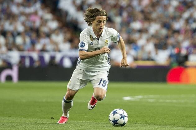 Luka Modric of Real Madrid during the match of Champions League between Real Madrid and FC Bayern Munchen at Santiago Bernabeu Stadium in Madrid, Spain. April 18, 2017.  (20170418031)