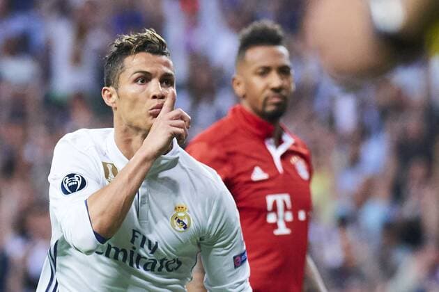 April 19, 2017 - Madrid, Spain - Cristiano Ronaldo (forward; Real Madrid) in action during the UEFA Champions League quarter-final second leg football match between Real Madrid and Bayern Munchen at Santiago Bernabeu on April 18, 2017 in Madrid Real Madrid vs Bayern Munchen. UEFA Champions League quarter-final  - ZUMAg15_ 20170419_zaf_g15_063 Copyright: xJackxAbuinx