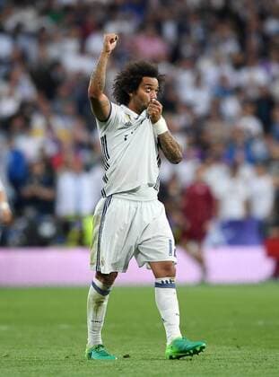 FUSSBALL CHAMPIONS LEAGUE SAISON 2016 2017 VIERTELFINALE RUECKSPIEL Real Madrid - FC Bayern Muenchen 18.04.2017 JUBEL Real Madrid; Marcelo 