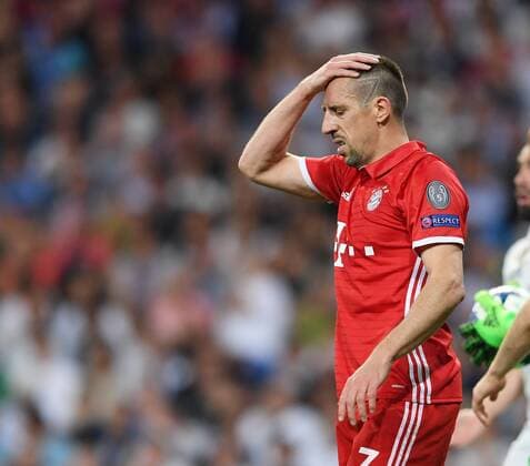 FUSSBALL CHAMPIONS LEAGUE SAISON 2016 2017 VIERTELFINALE RUECKSPIEL Real Madrid - FC Bayern Muenchen 18.04.2017 Enttaeuschung FC Bayern; Franck Ribery 
