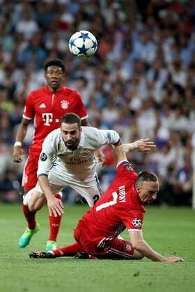 David Alaba (FC Bayern Muenchen 27) Daniel Carvajal ( Real Madrid 2 ) Franck Ribery (FC Bayern Muenchen 7), Real Madrid vs. FC Bayern Muenchen, Viertelfinale, UEFA Champions League, Fussball, 18.04.2017, Madrid Copyright: xLanger Eibner-Pressefotox EP_HLR
