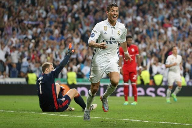 Christiano Ronaldo ( Real Madrid 7 ) Jubel nach dem 3:2, Real Madrid vs. FC Bayern Muenchen, Viertelfinale, UEFA Champions League, Fussball, 18.04.2017, Madrid Copyright: xLanger Eibner-Pressefotox EP_HLR