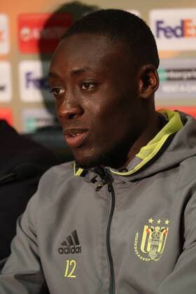 Anderlecht s Dennis Appiah pictured during a press conference PK Pressekonferenz of Belgian soccer team RSC Anderlecht in Manchester, UK, Wednesday 19 April 2017. Tomorrow Anderlecht is playing the return leg game of the quarterfinals of the Europa League competition against UK team Manchester United ManU VIRGINIExLEFOUR  x05083697x
