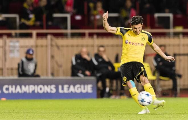 Monaco, 19.04.2017 Freistoß von Nuri Sahin (BvB) an die Querlatte AS Monaco - Borussia Dortmund
