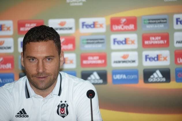 Besiktas player Dusko Tosic gives a press conference PK Pressekonferenz on the eve of the team s a day before their UEFA Europa League Quarter final first match against Lyon on April 19, 2017 in Istanbul , Turkey. 