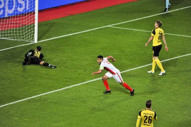 Joie AS Monaco - Radamel Falcao (AS Monaco) Monaco vs Borussia dortmund - Ligue des Champions - 1 4 Retour - 19 04 2017 NorbertScanella Panoramic 