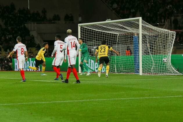 Monaco, Spain 19.04.2017, UEFA Champions League - 2016 17 Season, Quarter Final: Second leg, AS Monaco - BV Borussia Dortmund, Tor zum 1:2 Torschuetze Marco Reus (BVB) ( DeFodi048