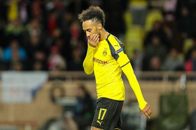 Monaco, Spain 19.04.2017, UEFA Champions League - 2016 17 Season, Quarter Final: Second leg, AS Monaco - BV Borussia Dortmund, Pierre-Emerick Aubameyang (BVB) enttaeuscht, enttaeuschung ( DeFodi048