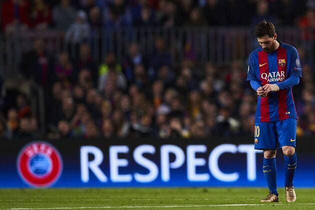 19.04.2017, xslx, Fussball Champions League Viertelfinale, FC Barcelona Barca - Juventus Turin, emspor vl Lionel Messi (FC Barcelona) Barcelona