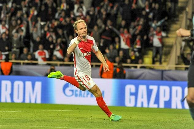 Joie AS Monaco - Valere Germain (AS Monaco) FOOTBALL : Monaco vs Borussia Dortmund - Ligue des Champions - 19 04 2017 NorbertScanella Panoramic 