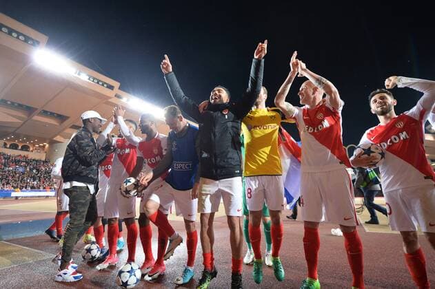 24 ANDREA RAGGI (mon) - 10 BERNARDO SILVA (mon) - 09 RADAMEL FALCAO (mon) - JOIE FOOTBALL : Monaco vs Borussia Dortmund - Ligue des Champions - 19 04 2017 AnthonyBIBARD FEP Panoramic 