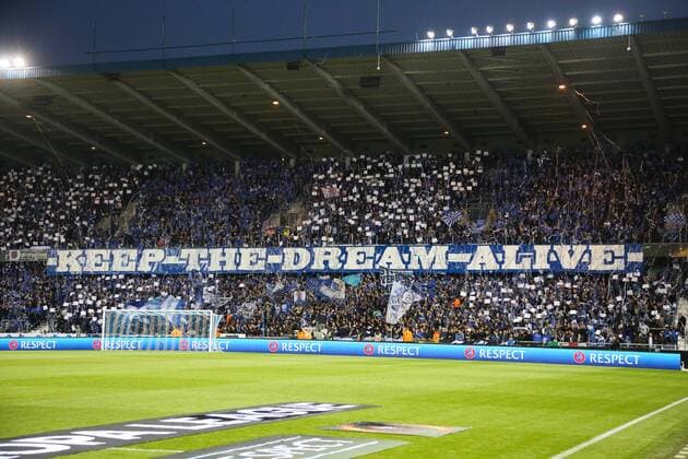 Genk s supporters pictured during the return leg of quarterfinals in the Europa League competition between Belgian soccer team RC Genk and Spanish team Celta Vigo, Thursday 20 April 2017, in Genk. First leg ended on a 2-3 result in Spain. BRUNOxFAHY  x05084048x