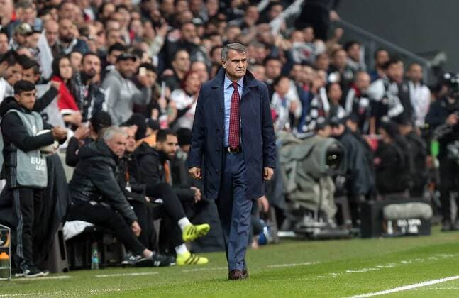 Besiktas s trainer Senol Gunes during UEFA Europa League second leg quarter final football match between Besiktas and Olympique Lyon on April 20, 2017, at the Vodafone arena stadium in Istanbul. (  Copyright: TolgaxAdanali 15675841