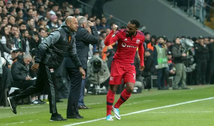 Olympique Lyon s Alexandre Lacazette celebrates his goal during UEFA Europa League second leg quarter final football match between Besiktas and Olympique Lyon on April 20, 2017, the Vodafone Arena Stadium in Istanbul. (  Copyright: TolgaxAdanali 15675911
