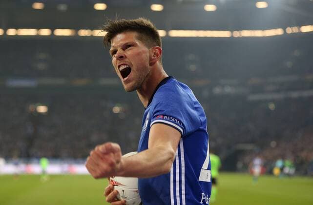 20.04.2017, Fussball, UEFA Europa League, Saison 2016 2017, Viertelfinale, FC Schalke 04 - Ajax Amsterdam, Klaas-Jan HUNTELAAR (FC Schalke 04) jubelt