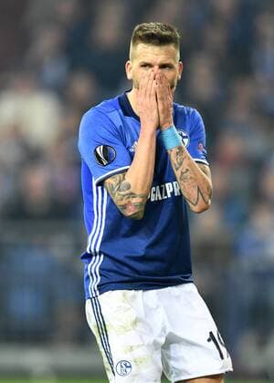 Fussball, UEFA Europa League, Saison 2016 2017, Viertelfinale , FC Schalke 04 vs Ajax Amsterdam 20.04.2017, Veltinsarena Gelsenkirchen, Guido Burgstaller, S04, Aktion, Einzelbild,