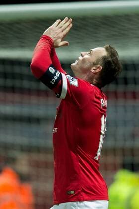 Wayne Rooney of Manchester United ManU looks to the heavens after scoring a penalty against Preston North End giving his side a 3-1 lead after trailing 1-0 during the The FA Cup match between Preston North End and Manchester United at Deepdale, Preston, England on 16 February 2015. Copyright: xJamesxWilliamsonx 02360031