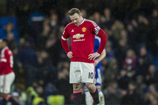 Wayne Rooney of Manchester United ManU looks dejected during the Barclays Premier League match between Chelsea and Manchester United at Stamford Bridge, London, England on 7 February 2016. Copyright: xSalvioxCalabresex 08440084