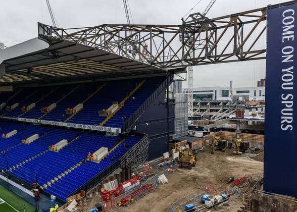 Construction of the new Tottenham Stadium behind White Hart Lane before the Premier League match between Tottenham Hotspur and Leicester City at White Hart Lane, London, England on 29 October 2016. Copyright: xVincexxMignottx 12580006