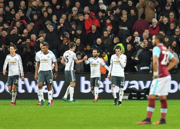 Juan Mata of Manchester United ManU celebrates scoring the opening goal during the Premier League match between West Ham United and Manchester United at the London Stadium, Queen Elizabeth Olympic Park , Stratford, England on 2 January 2017. Copyright: xVincexxMignottx 13590024