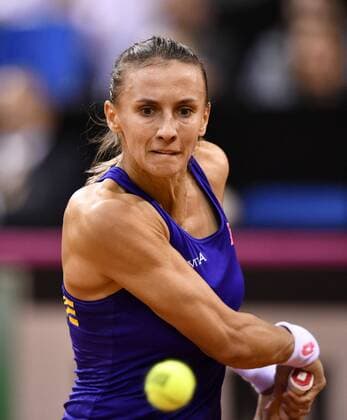 Lesia Tsurenko (UKR) Aktion Tennis Damen Team Deutschland Germany Fed Cup Federations FedCup 2017 Deutschland vs Ukraine Porsche-Arena Stuttgart 22.04.2017 FedCup First Round Porsche-Arena Stuttgart 2017