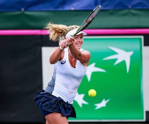 April 22, 2017 - Wesley Chapel, Florida, USA- CoCo Vandeweghe in the second match with Marketa Vondrousova in the Fed Cup World Group Semifinal between the Czech Republic and the United States. at the Saddlebrook Resort. CSM TENNIS 2017: Fed Cup World Group Semifinal Czech Republic vs USA APR 22 - ZUMAc04_ 20170422_zaf_c04_028 Copyright: xDelxMecumx