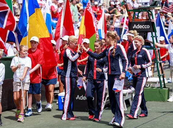 April 22, 2017 - Wesley Chapel, Florida, USA-The United States Team during opening ceremonies of the Fed Cup World Group Semifinal between the Czech Republic and the United States at the Saddlebrook Resort. CSM TENNIS 2017: Fed Cup World Group Semifinal Czech Republic vs USA APR 22 - ZUMAc04_ 20170422_zaf_c04_160 Copyright: xDelxMecumx
