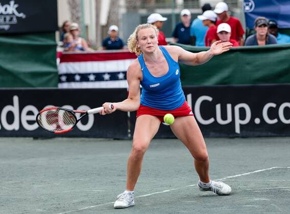 April 23, 2017 - Wesley Chapel, Florida, USA- Katerina Siniakova in action during her first doubles match with CoCo Vandeweghe and Bethanie Mattek-Sands in the Fed Cup World Group Semifinal between the Czech Republic and the United States at the Saddlebrook Resort. CSM TENNIS 2017: Fed Cup World Group Semifinal Czech Republic vs USA APR 23 - ZUMAc04_ 20170423_zaf_c04_167 Copyright: xDelxMecumx